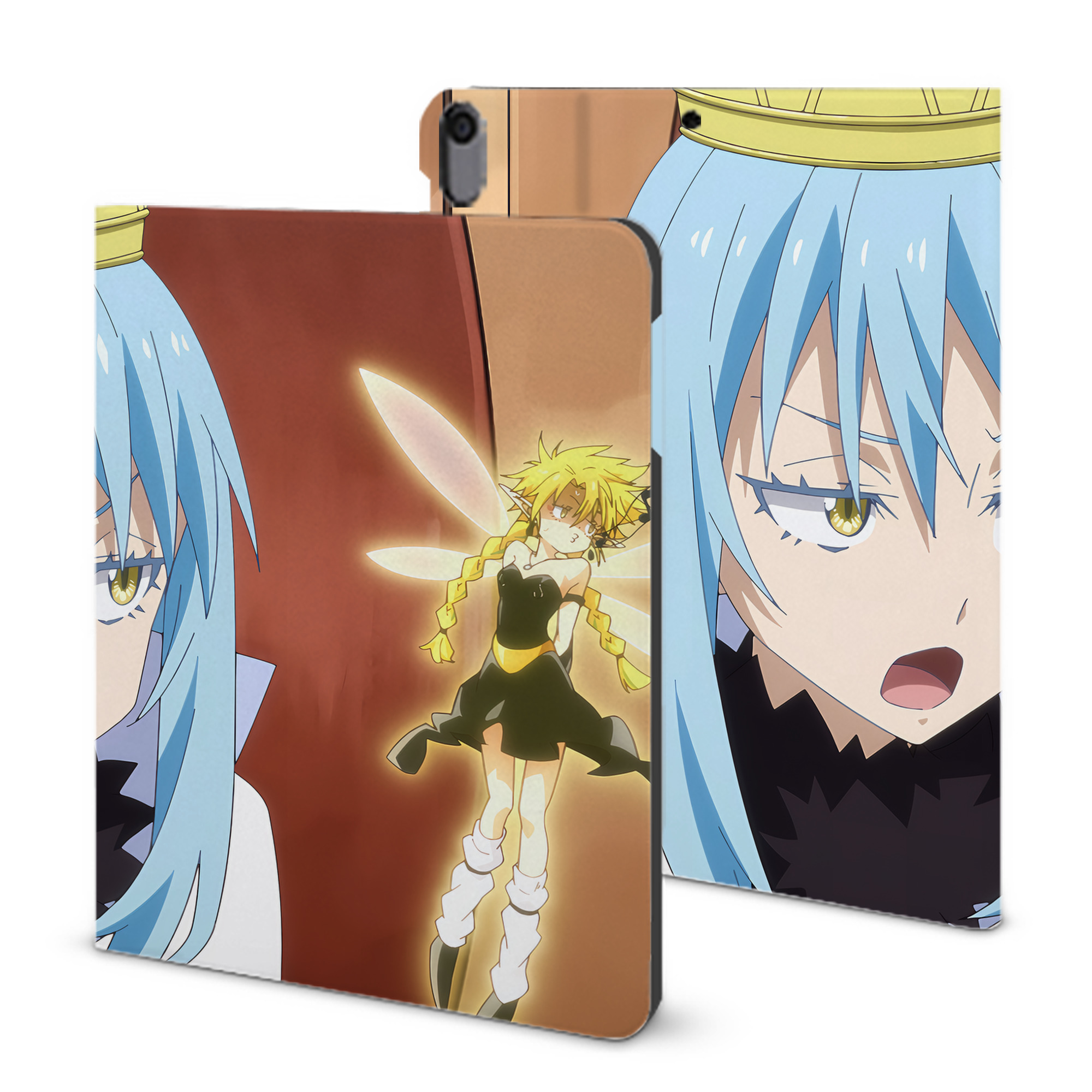 （画像用） 転スラ Regarding Reincarnated to Slime IPad ケース ブック型 PUレザー TPU 耐衝撃 軽量 薄型 ペン収納なし 全面保護 IPad 各モデル対応